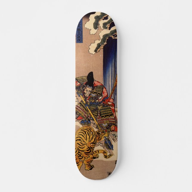 Skateboard Tablero del tigre del samurai que lucha (Anverso )