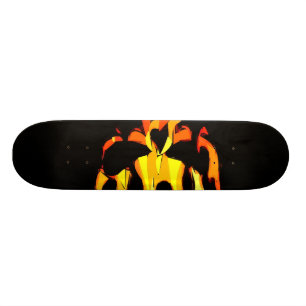 Skateboard Tablero llameante del patín del cráneo