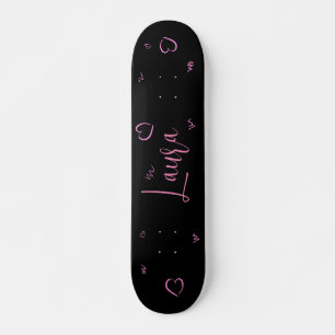 Skateboard Tablero oscuro, negro, rosado, giratorio, personal