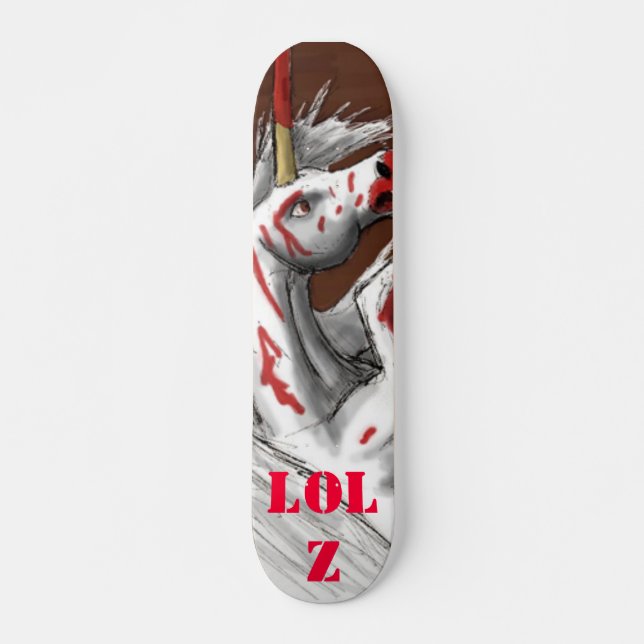 Skateboard TABLERO sangriento del unicornio LOLZ (Anverso )