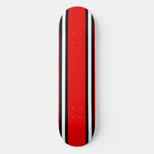 Skateboard Tablón de skate con rayas rojas negras y blancas
