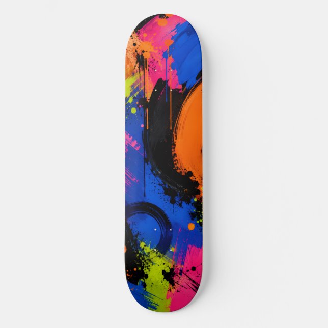 Skateboard Tablón de skate con salpicadura de pintura abstrac (Anverso)