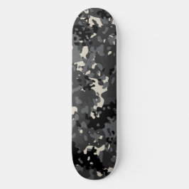 Skateboard Tablón de skate de camuflaje negro blanco gris