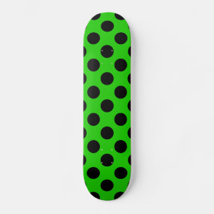 Skateboard Tablón de skate de lunares grandes verde y negro