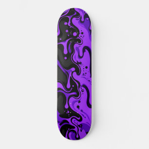Skateboard Tablón de skate de pizarra negra morada que gotea