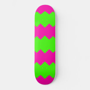 Skateboard Tablón de skate de rayas en zig zag rosa caliente