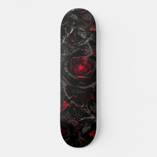 Skateboard Tablón de skate de rosas góticas negras y rojas co