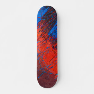 Skateboard Tablón de skate Grunge Estático Rojo Azul