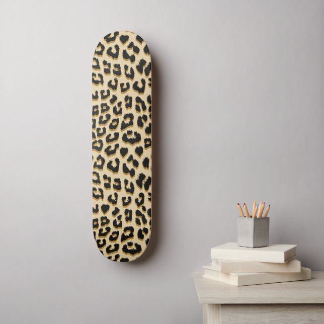 Skateboard Tan Leopard Print (Arte de la pared)