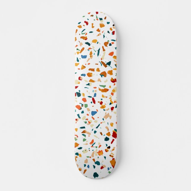 Skateboard Tan Terrazzo | Pintado ecléctico Quirky Confetti | (Anverso )