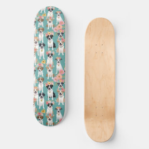 Skateboard Tantos perros con flores pasteles Verde azulados