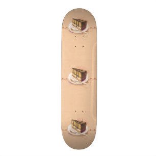 Skateboard Tarjeta con la torta pintada de la acuarela