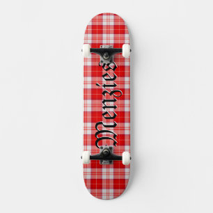 Skateboard Tartan Escocés de Plaid Rojo del Clan Menzies