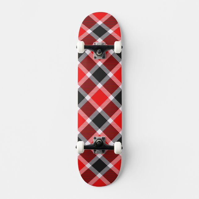 Skateboard Tartán Rojo Y Negro (Anverso)