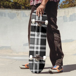 Skateboard Tartán Tartán Tartán de plástico blanco gris negro
