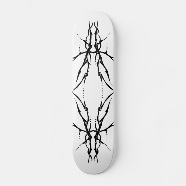 Skateboard Tatuaje de cráneo de ciervo tribal - blanco y negr (Anverso)