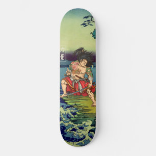 Skateboard Tatuaje de dragón japonés samurái guerrero monopat