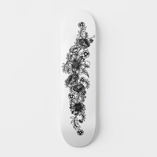 Skateboard Tatuaje floral