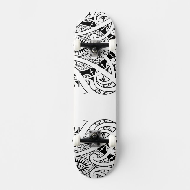Skateboard Tatuaje maorí del koru con los modelos polinesios (Anverso)