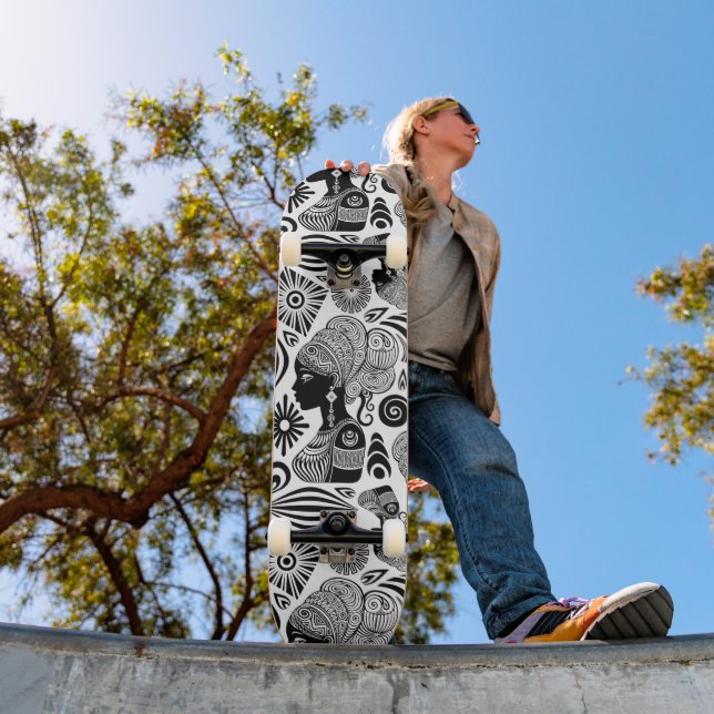 Skateboard Tatuaje tribal de retrato Chica africano (Exterior 1)