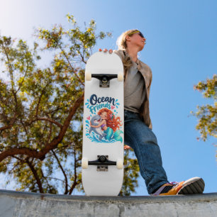 Skateboard Taza de café de sirena linda amigos delfines océan