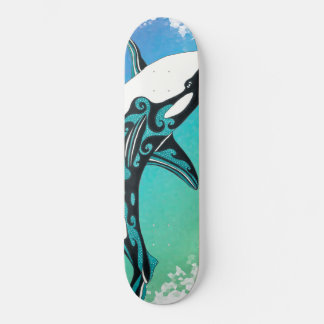 Skateboard Teal de la tinta tribal de ballena orca