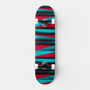 Skateboard Teal-Red Abstract