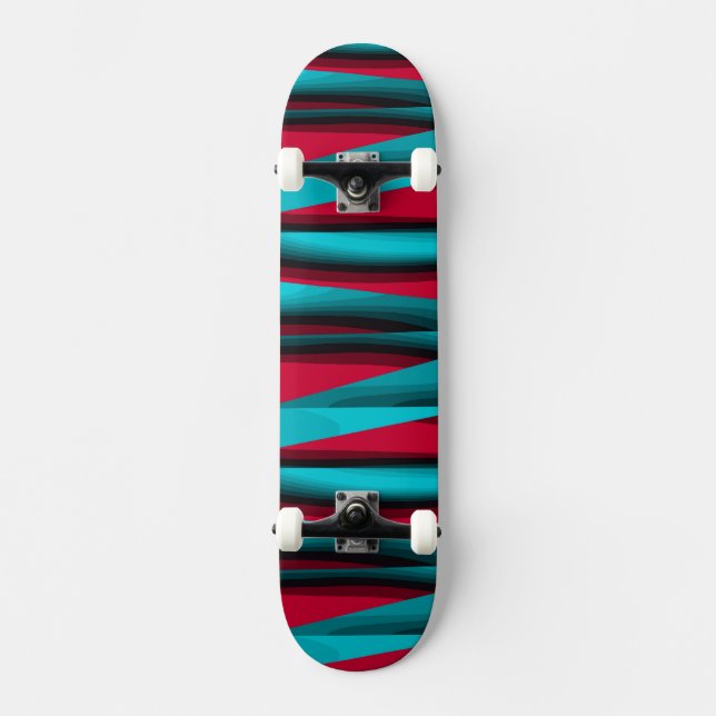 Skateboard Teal-Red Abstract (Anverso)