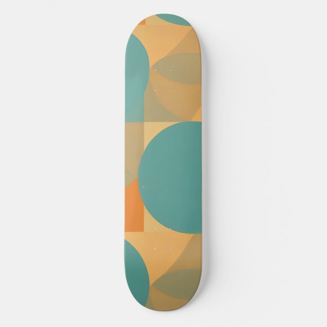 Skateboard Teal, Tan, and Orange in Retro Look Pattern (Anverso)
