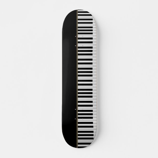 Skateboard Teclas de piano geniales, negras (Anverso )