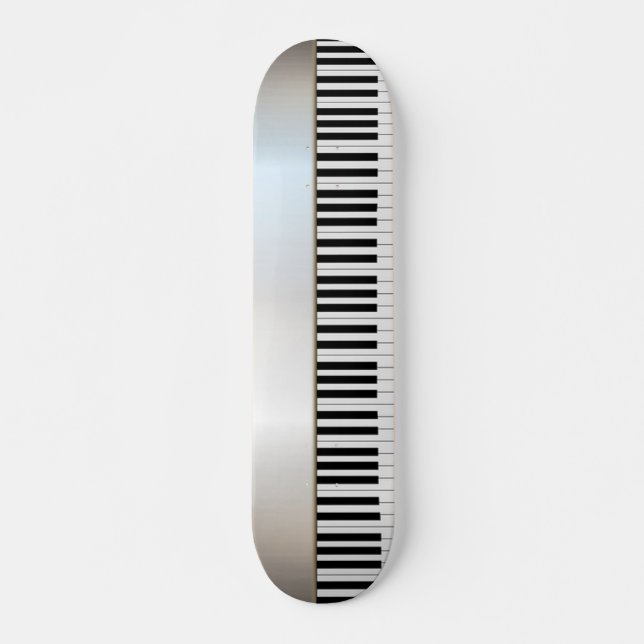 Skateboard Teclas de piano geniales, plata (Anverso )