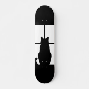 Skateboard Tecleo del gato negro de la ventana para modificar