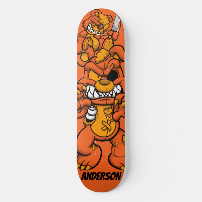 Skateboard Teddies de ataque Naranja personalizado para skate (Anverso)