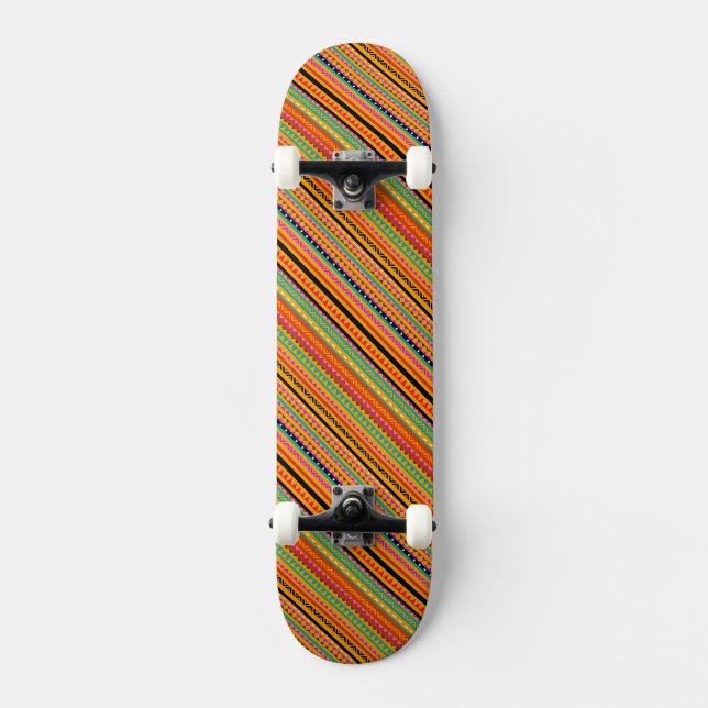 Skateboard Tejido de diseño de patrones aztecos nativos de co (Anverso)
