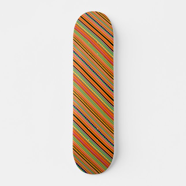 Skateboard Tejido de diseño de patrones aztecos nativos de co (Anverso )