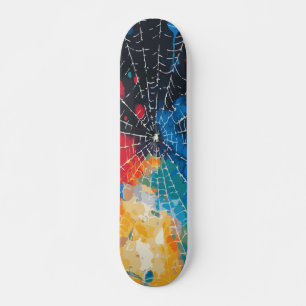 Skateboard Tela de araña blanca sobre salpicadura de pintura 