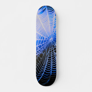Skateboard Tela de Araña Espeluznante Azul Negro
