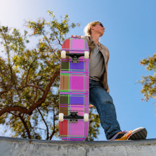 Skateboard Tela de cuadros rosa estampado Madras