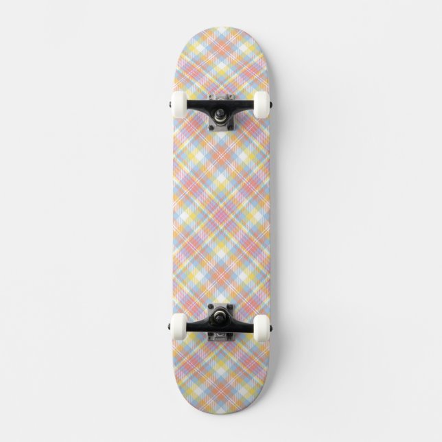 Skateboard Tela escocesa en colores pastel de la raya (Anverso)