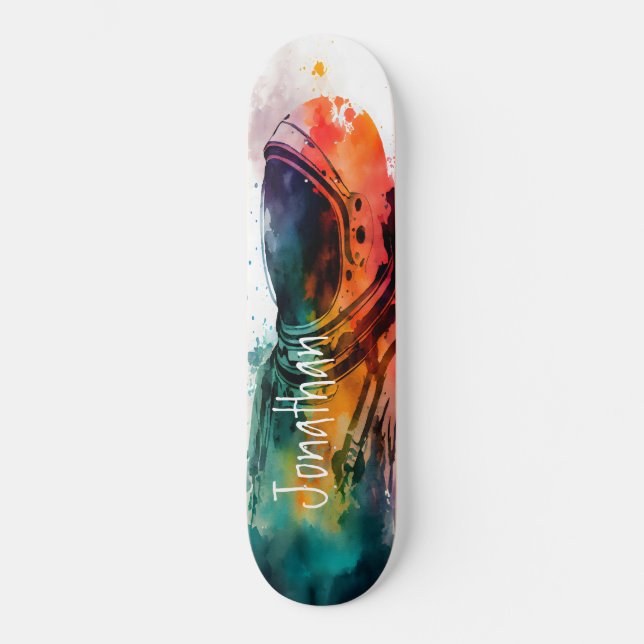 Skateboard Tema de naranja Spaceman (Anverso)