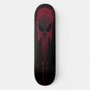 Skateboard Tema del cráneo gótico rojo