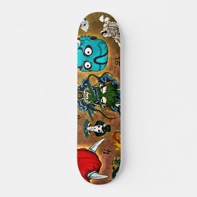 Skateboard Tema japonés (Anverso )