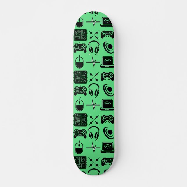 Skateboard Temática de juegos en blanco y negro (Anverso )