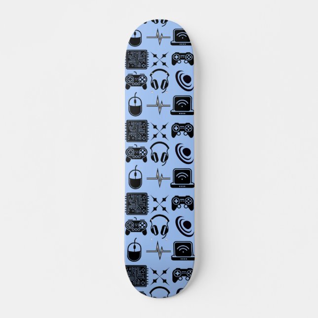 Skateboard Temática de juegos en blanco y negro (Anverso )