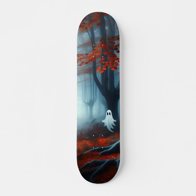 Skateboard Tembloroso bosque de otoño con un fantasma (Anverso )