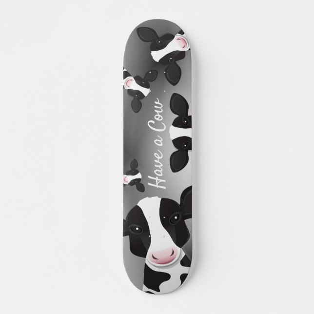 Skateboard Ten un animal blanco negro de vaca tan negro (Anverso )