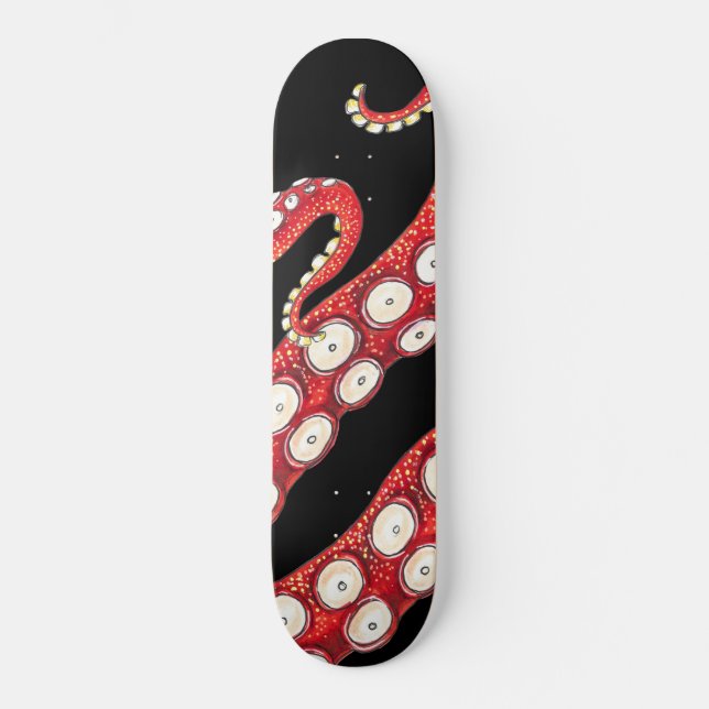 Skateboard Tentáculos de pulpo rojos negros (Anverso)