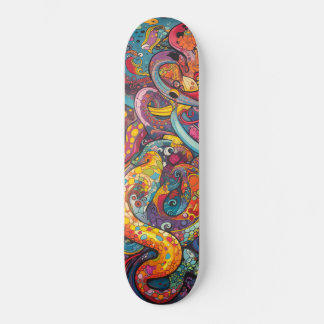 Skateboard Tentáculos psicodélicos coloridos