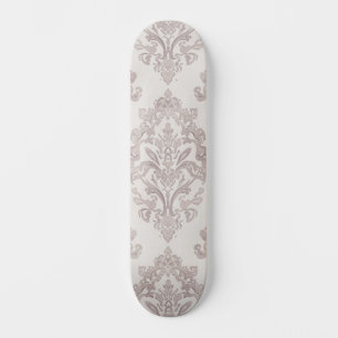 Skateboard Terciopelo Taupe Damask Aquarela Clásico Floral