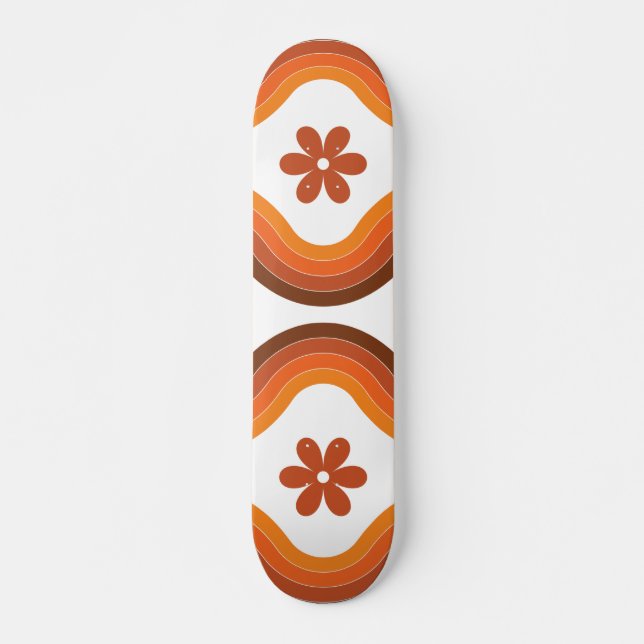 Skateboard Terracotta Mid Century Moderno Floral Arcoiris Ret (Anverso )